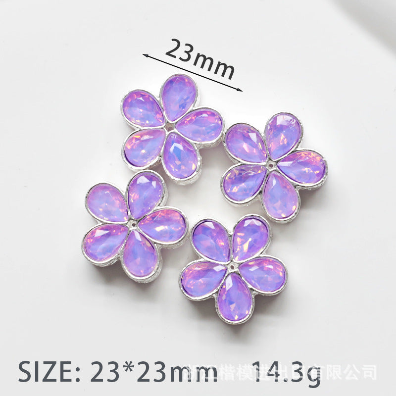 Wholesale 5PCS DIY Heart-shaped Four-leaf Clover Beaded Hollow Beads with Large Diamonds